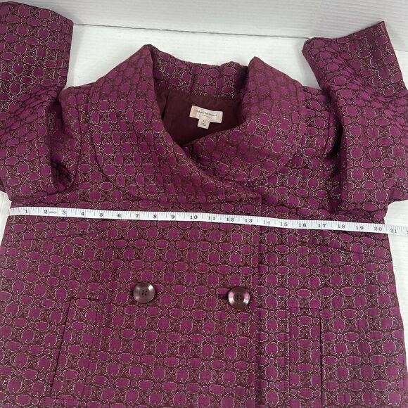 Isaac Mizrahi Purple & Metallic Coat Jacket Jackie Kennedy Vibes Size 10 READ - Picture 12 of 14
